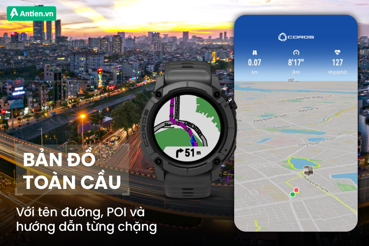 Tính năng dẫn đường giúp bạn đi đúng hướng cùng bản đồ offline toàn cầu đầy đủ tên đường