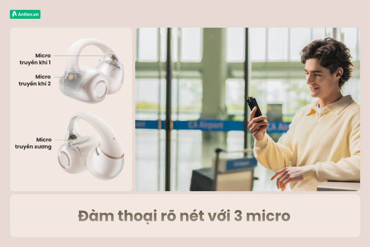 Hệ thống 3 micro cùng thuật toán khử ồn AI giúp cuộc gọi của bạn trong trẻo, rõ nét hơn