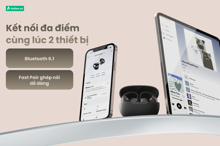 Khả năng kết nối Bluetooth 6.1 cùng kết nối 2 thiết bị cùng lúc cho bạn thoả sức trải nghiệm