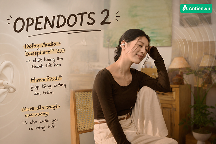 Tai nghe OpenDots 2 sở hữu nhiều công nghệ hiện đại đảm bảo âm thanh rõ nét trong âm nhạc và cuộc gọi