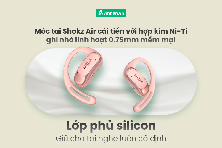 Móc tai Shokz Air cải tiến đảm bảo vị trí, vừa vặn tối ưu