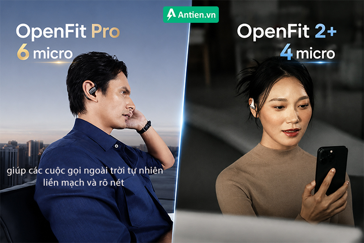 Việc trang bị 6 micro trên OpenFit Pro giúp mọi cuộc gọi của bạn rõ nét, trong trẻo hơn
