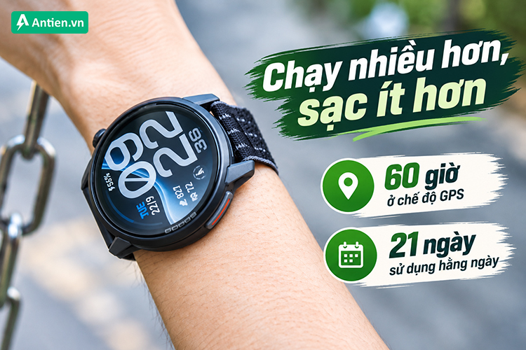 Cân mọi cung trail dài với viên pin siêu bền bỉ, tới 60 giờ ở chế độ GPS