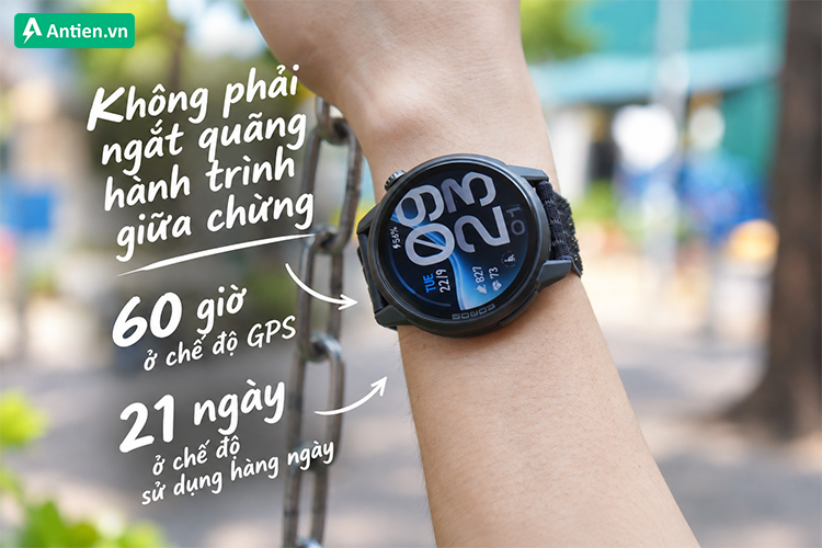 Sẵn sàng đồng hành mọi cung trail với thời lượng pin tới 60h ở chế độ GPS