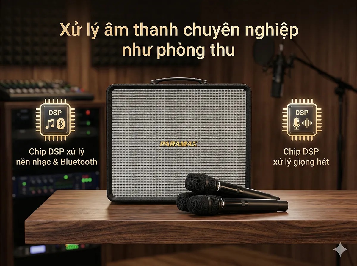 Công nghệ DSP kép 32 bit trên loa PARAMAX Nice mang đến trải nghiệm karaoke chuyên nghiệp