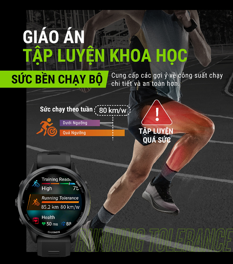Với tính năng Running Tolerance, Forerunner 970 đo lường tải trọng cơ sinh học