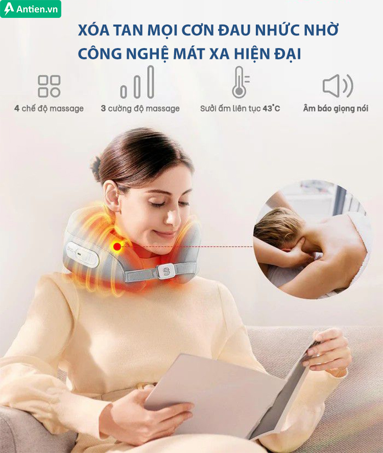 Máy mát xa SKG N5-E tích hợp 4 chế độ massage cùng 3 cấp độ massage tăng dần