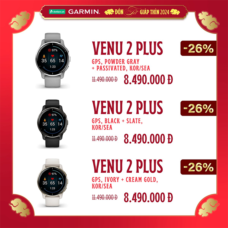 Giảm tới 26% siêu phẩm Garmin Venu 2 Plus, giá hấp dẫn để bạn đón Xuân 2024 rực rỡ