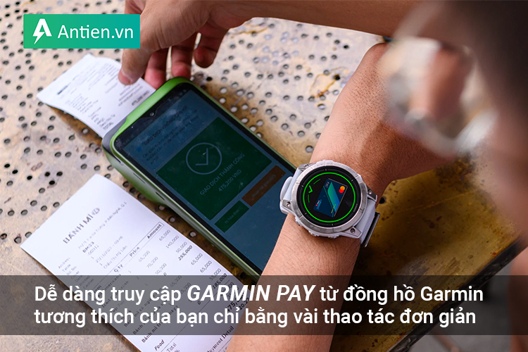 Truy cập vào ứng dụng thanh toán Garmin Pay chỉ bằng vài thao tác đơn giản