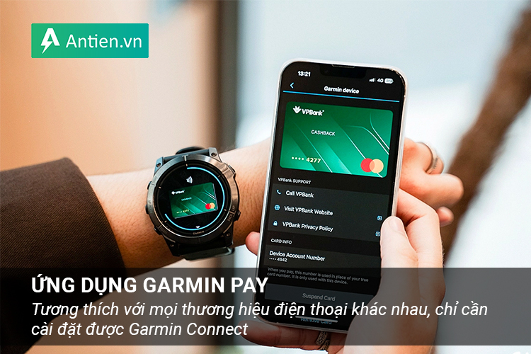 Ứng dụng Garmin Pay của đồng hồ Garmin có khả năng tương thích với nhiều hãng điện thoại