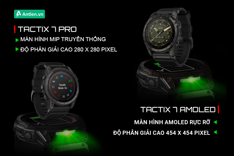 Tactix 7 Amoled được trang bị màn hình AMOLED cho thông tin hiển thị sống động, bắt mắt hơn