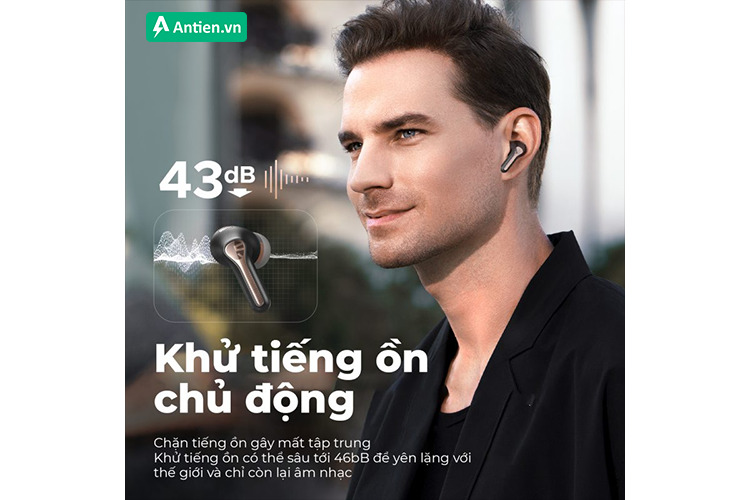 SoundPEATS Capsule 3 Pro khử tiếng ồn chủ động lên đến 43dB