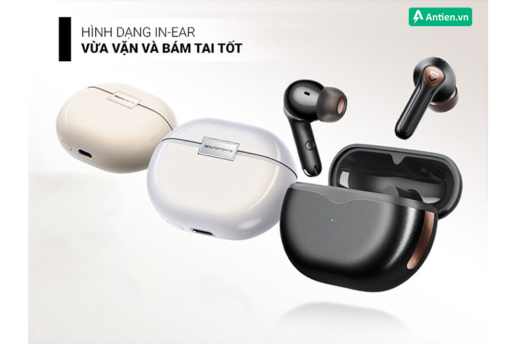 Tai nghe thiết kế in-ear vừa vặn, bám tai tốt