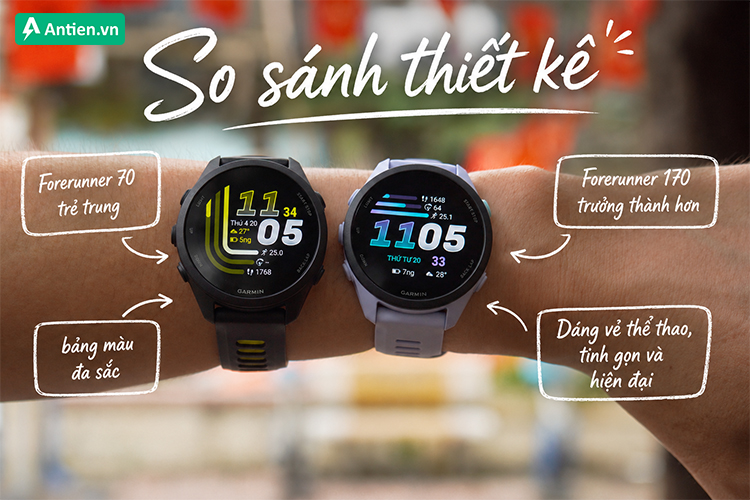Forerunner 70 và 170 đều mang ngôn ngữ thiết kế ấn tượng, tinh tế và hiện đại