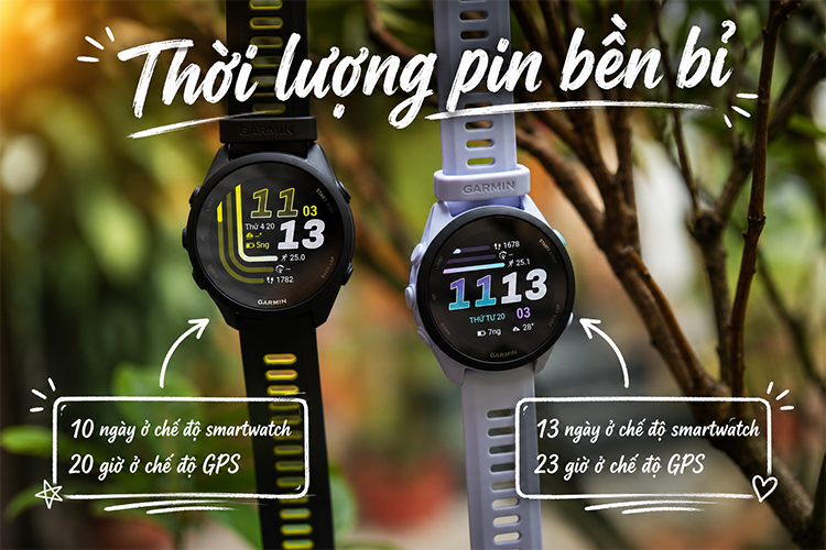 Forerunner 70 có lợi thế lớn hơn về pin tới 13 ngày sử dụng ở chế độ thông minh