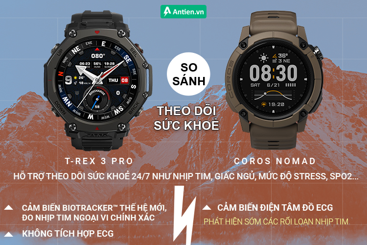 Cả 2 thiết bị outdoor đểu sở hữu trọn bộ tính năng theo dõi sức khoẻ toàn diện