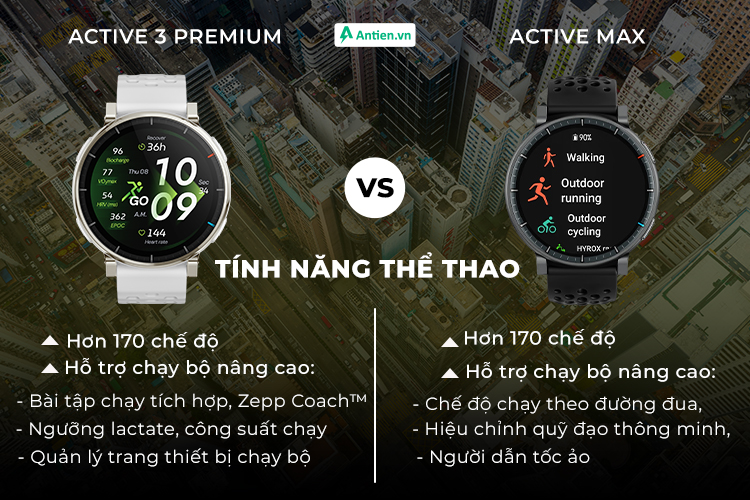 Active 3 Premium được trang bị tính năng chạy bộ nâng cao, đặc biệt là ngưỡng lactate