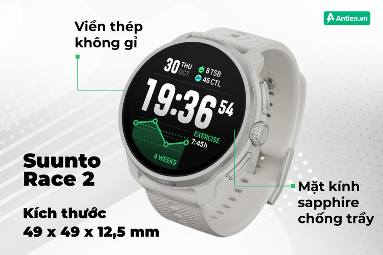 Suunto Race 2 trang bị thiết kế bền bỉ với viền thép cứng cáp