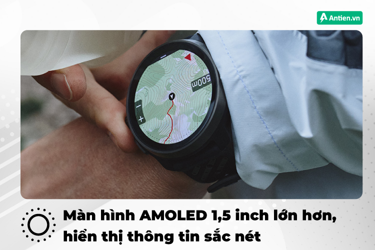Xem rõ từng chỉ số với màn hình Amoled lớn hơn