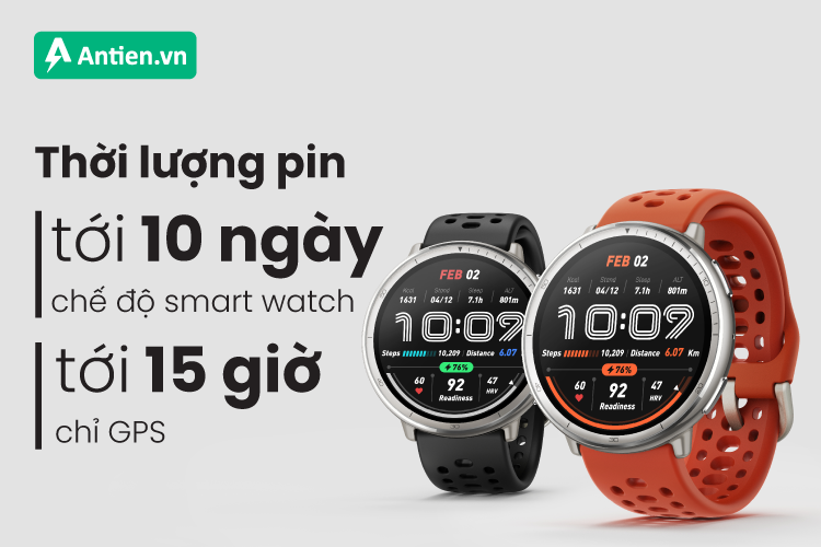 Thỏa sức tập luyện và theo dõi với viên pin bền bỉ, hỗ trợ tới 10 ngày ở chế độ thông thường