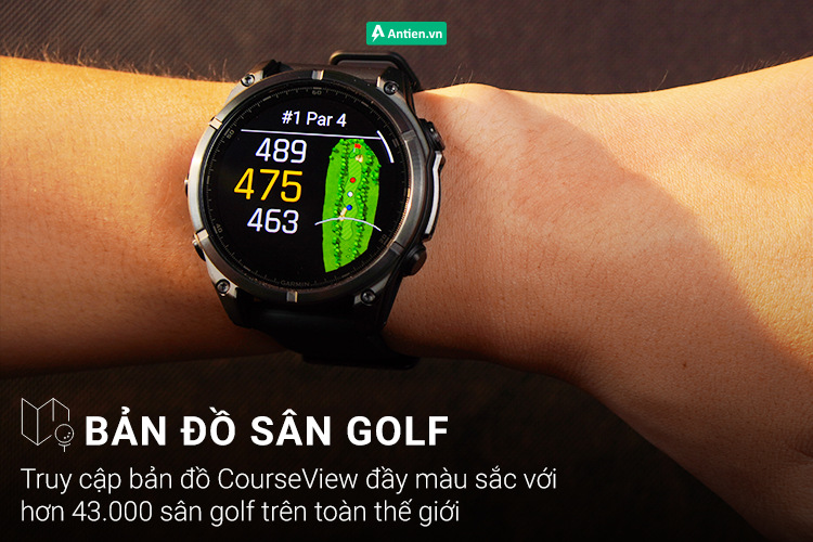Fenix 8 cung cấp mọi tính năng golf mà Approach S70 mang tới cho bạn