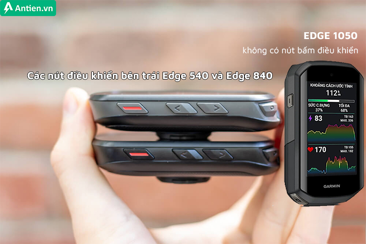 Cả 2 máy tính đạp xe Edge 1040 và 1050 đều không trang bị nút bấm điều khiển như các thế hệ trước