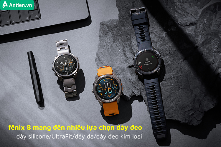 Fenix 8 Amoled và Solar mang đến nhiều kích thước, tương thích nhiều chất liệu dây đeo khác nhau