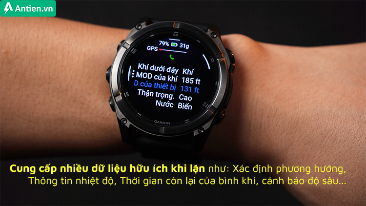 Với các tính năng hữu ích, Fenix 8 sẽ hỗ trợ bạn lặn dưới độ sâu tới 40m