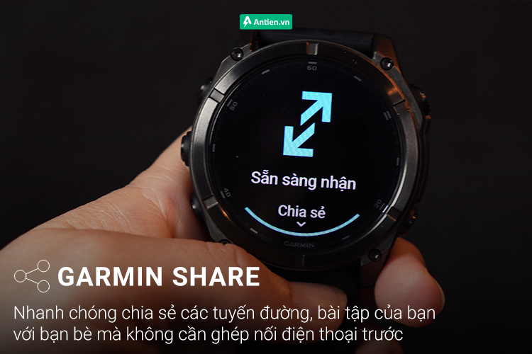 Dễ dàng chia sẻ các vị trí, hành trình và bài tập đã lưu với thiết bị Garmin tương thích