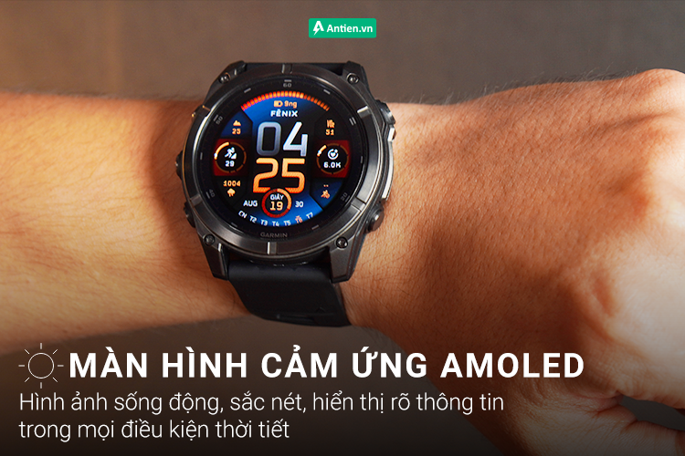 Fenix 8 nổi bật với màn hình AMOLED rực rỡ, sắc nét