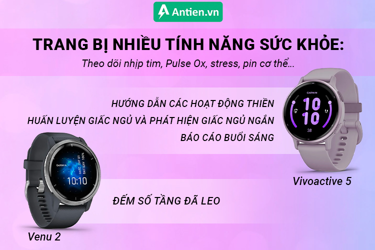 Vivoactive 5 được trang bị nhiều tính năng cá nhân hóa sức khỏe người dùng hơn so với Venu 2