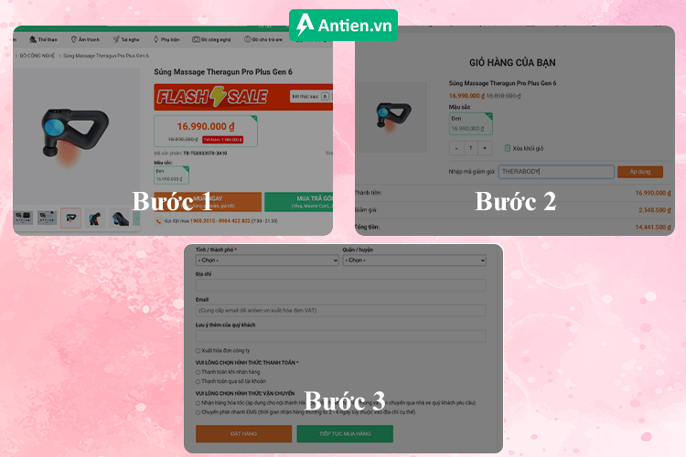 Các bước sử dụng voucher tại Antien.vn