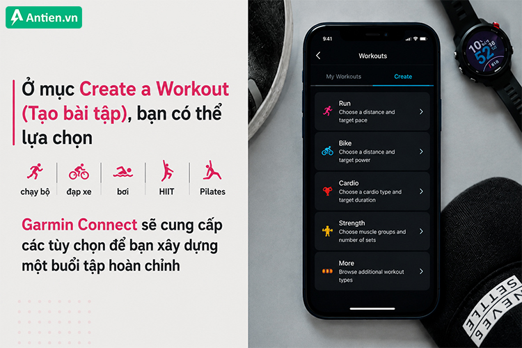 Garmin Connect cho phép bạn tự thiết kê giáo án tập luyện riêng