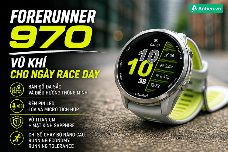 Forerunner 970 mang trọn hệ sinh thái công nghệ hàng đầu của Garmin