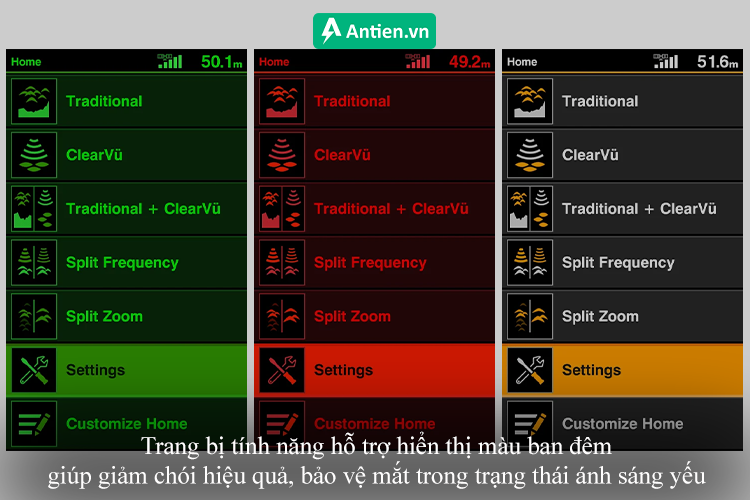Hỗ trợ chế độ hiển thị đêm giúp bảo vệ mắt khi sử dụng trong điều kiện ánh sáng yếu