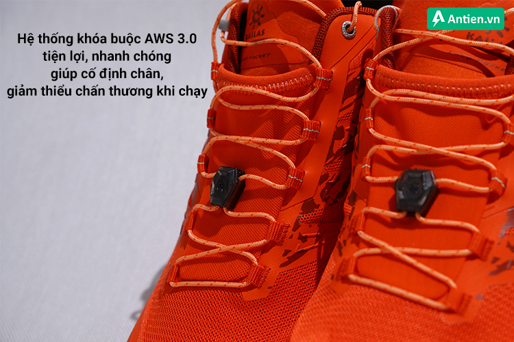 Hệ thống khóa buộc AWS 3.0 tiện lợi giúp cố định chân, giảm thiểu nguy cơ chấn thương khi chạy