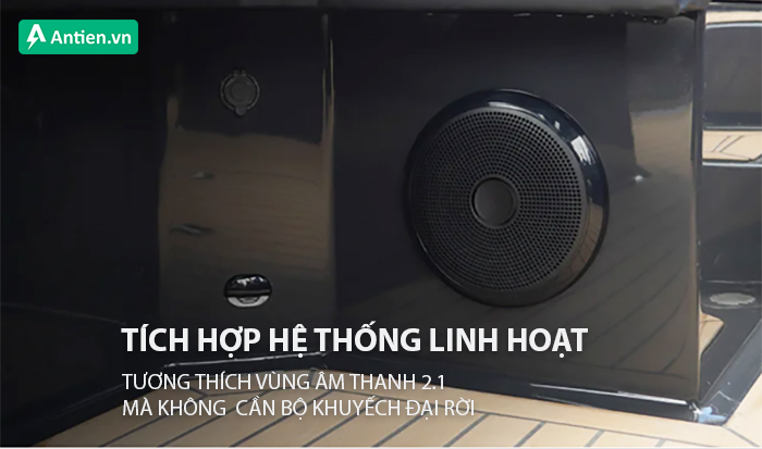 Loa trầm Fusion XS kết nối thẳng với vùng âm thanh 2.1