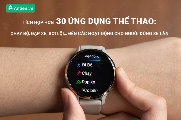 Đồng hồ Venu 3S tích hợp tới hơn 30 bộ môn thể thao cả trong nhà lẫn ngoài trời