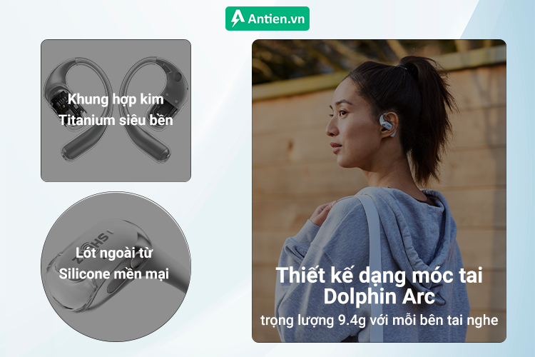 Thiết kế và chất liệu của Shokz OpenFit 2+