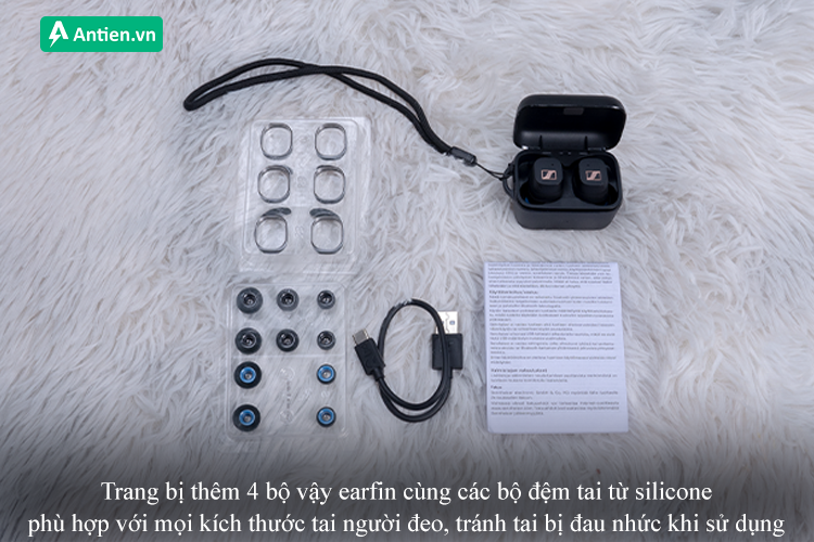 Trang bị thêm các bộ earfin phù hợp với đa dạng kích thước tai