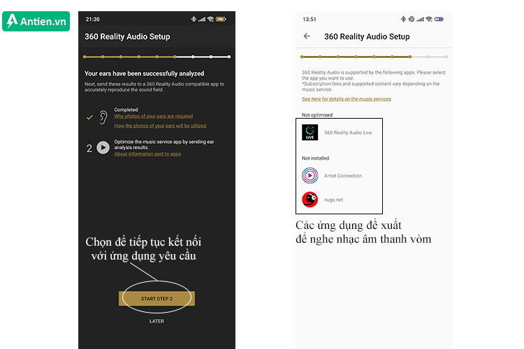 Kết nối tính năng 360 Reality Audio bước 2