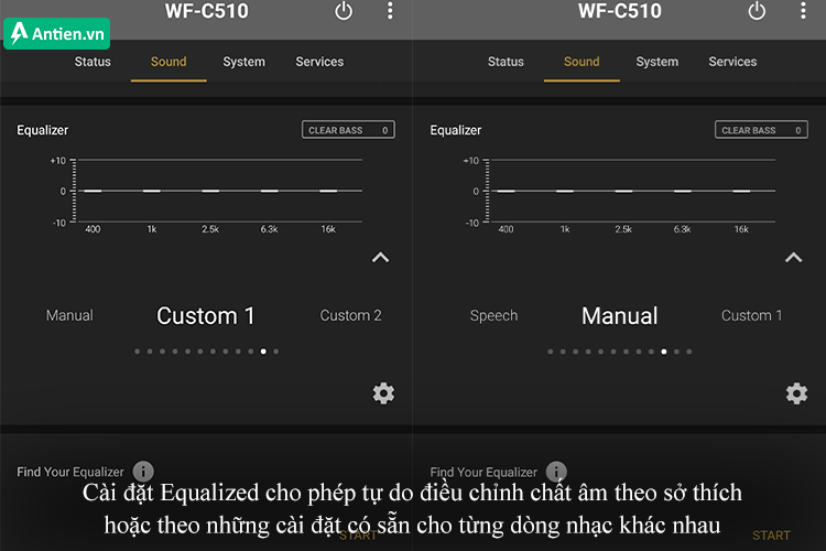 Tự do điều chỉnh chất âm theo sở thích và dòng nhạc với cài đặt Equalized