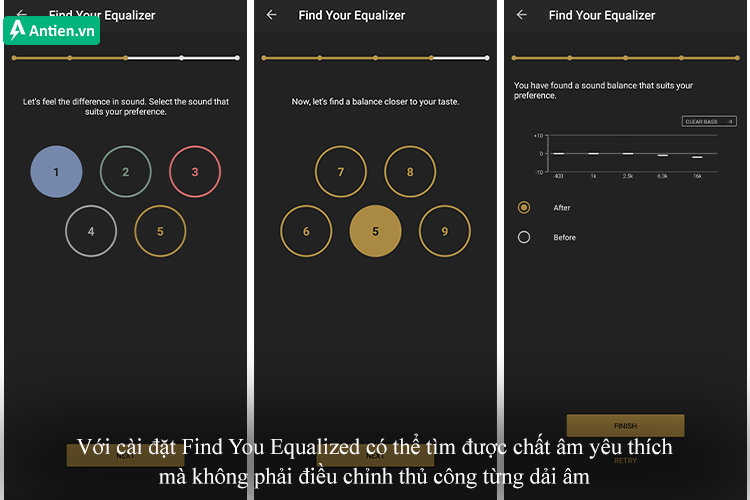 Điều chỉnh các dải âm nhanh chóng với cài đặt Find You Equalized