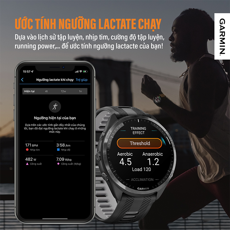Đồng hồ Garmin ứng dụng công nghệ Firstbeat tiên tiến cho phép đo ngưỡng lactate ngay trên cổ tay