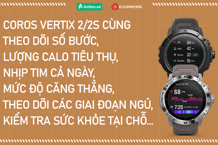 Coros Vertix 2 và 2S đều theo dõi các chỉ số sức khỏe cơ bản và nâng cao