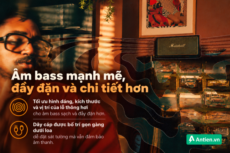 Marshall Acton IV âm bass mạnh mẽ, sạch và đầy đặn hơn trên Marshall Acton IV