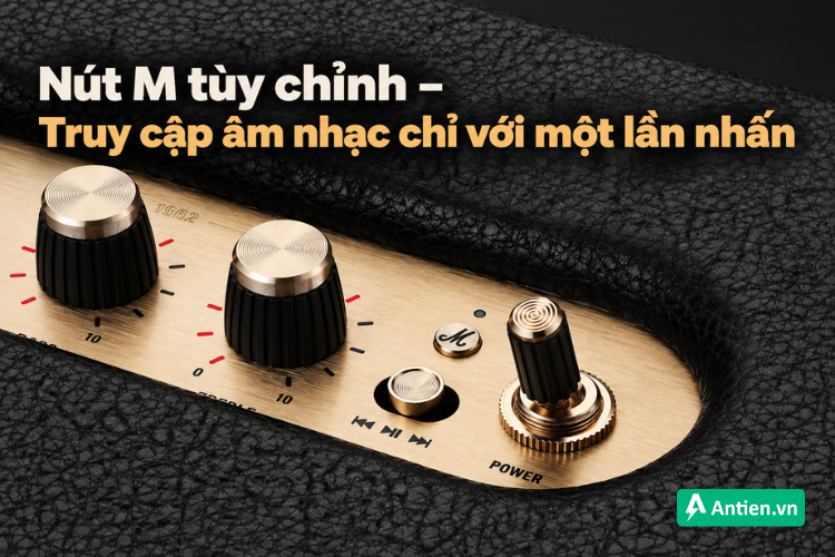 Marshall Acton IV thiết kế nút M đa năng giúp tùy chỉnh âm thanh và phát nhạc nhanh chóng