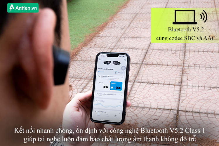 Kết nối nhanh chóng, ổn định với công nghệ Bluetooth V5.2 Class 1 hiện đại