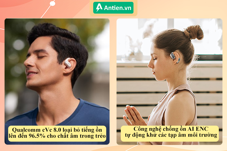 OpenFit Air trang bị khả năng chống ồn cVc 8.0 trong khi OWS 2 tích hợp công nghệ khử ồn môi trường ENC