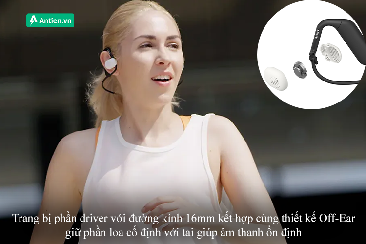 Trang bị driver 16mm cùng thiết kế Off-Ear giữ tai có khoảng cách cố định với 2 bên loa tạo chất âm ổn định